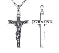 VONALA Crucifix Cross Necklace for Men Women 925 Sterling Silver Jesus Cross Pendant Amulet Religious Jewellery Gifts For Family Friends