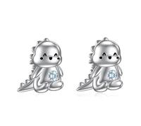 VONALA Dinosaur Earrings 925 Sterling Silver Minimalist Tiny Dino Stud Earrings Cute Animal Earrings Dinosaur Jewellery Gifts for Women Girls Teen
