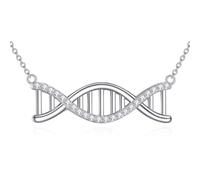 VONALA DNA Double Helix Chemistry Science Molecule Biology Necklace 925 Sterling Silver DNA Jewelry Packaged with Jewelry Box Gifts for Her Women