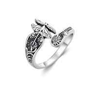 VONALA Dragonfly Sunflower Spoon Ring Sterling Silver Adjustable Thumb Rings Victorian Vintage Boho You Are My Sunshine Flower Jewelry Gifts for Women
