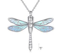 VONALA Dragonfly Urn Necklace for Ashes Women Sterling Silver Dragonfly Moonstone Ashes Pendant Cremation Ashes Jewellery Memorial for Women