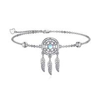 VONALA Dream Catcher Bracelet 925 Sterling Silver Dreamcatcher Feather Chain Bracelets Boho Western Jewellery Gift for Women