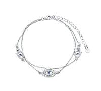 VONALA Evil Eye Bracelet 925 Sterling Silver Hamsa Hand of Fatima Turkish Blue Eye Charm Link Chain Layered Bracelets Religious Protection Jewellery Gifts for Women Girls