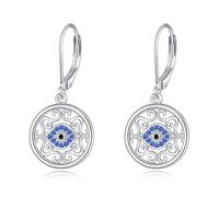 VONALA Evil Eye Earrings for Women 925 Sterling Silver Evil Eye Dangle Drop Earrings Leverback for Women Girls