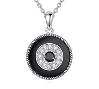 VONALA Evil Eyes Necklace 925 Sterling Silver Black Medal Greek Protection Necklace Luck Amulet Ojo Turco Jewellery Gift for Women