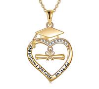 VONALA Graduation Necklaces for Her 18K Gold Plated Sterling Silver Heart Graduation Necklace Bachelor's Hat Pendant High School Senior College Gifts for Women