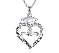 VONALA Graduation Necklaces for Her 925 Sterling Silver Heart Graduation Necklace Bachelor's Hat Pendant 2025 High School Senior College Gifts for Women Girls