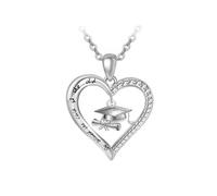 VONALA Graduation Necklaces for Her 925 Sterling Silver Heart Graduation Pendant Bachelor's Hat Necklace 2025 High School Senior College Gifts for Women Girls