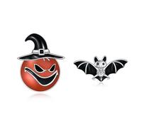 VONALA Halloween Women's Earrings, Pumpkin Ghost Face Sterling Silver Earrings for Girls, Funny Bat Silver Earrings Gifts for Her