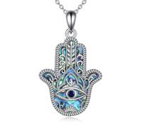VONALA Hamsa Necklace 925 Sterling Silver Evil Eye pendant Abalone Shell Jewellery Gifts For Women