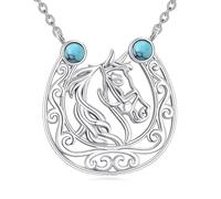 VONALA Horseshoe Horse Necklace for Women Sterling Silver Celtic Knot Necklace Horseshoe Pendant Horse Jewelry Birthday Gifts for Women Horse Lovers