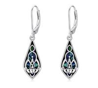 VONALA Irish Celtic Knot Earrings 925 Sterling Silver Claddagh Love Heart Dangle Drop Dangling Earrings Irish Jewelry Gift for Women Girls