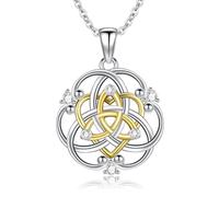 VONALA Irish Celtic Triquetra Necklace for Women Sterling Silver Celtic Trinity Knot Pendant Necklace Cubia Zirconia Irish Jewelry Gifts for Women Girls Mom Wife Girlfriend