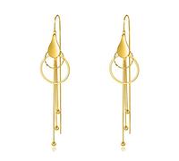 VONALA Long Threader Drop Earrings 925 Sterling Silver 18K Gold Plated Circle Dangly Tassel Bead Pull Through Dangle Earring Jewellry Gifts for Women