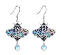 VONALA Luna Moth Dangle Earrings Sterling Silver Moonstone Moth Earrings Gifts Witch Jewellery for Women Girls Mother
