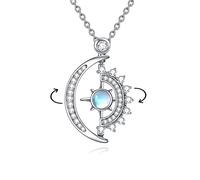 VONALA Moon and Sun Necklace with Moonstone 925 Sterling Silver To My Badass Squad Necklace Sun and Moon Rotate Celestial Jewellery Gift for Women Girls