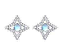 VONALA Moonstone Star Earrings Studs 925 Sterling Silver Star Stud Earrings for Women Girls