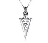 VONALA Norse Viking Arrow Necklace for Men 925 Sterling Silver Arrowhead Pendant Necklace Mjolnir Nordic Runic Talisman Amulet Jewellery Gifts for Men Boyfriend Unisex