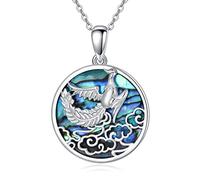 VONALA Phoenix Necklace 925 Sterling Silver Bird Pendant Necklace with Abalone Shell Nirvana of Phoenix Jewellery Religious Christian Gifts for Women Men