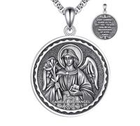 VONALA Saint Gabriel Archangel Necklace 925 Sterling Silver Patronus Pendant Medal Amulet Jewellery Gifts for Men Women