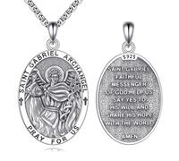 VONALA Saint Gabriel Archangel Necklace for Men Women 925 Sterling Silver Patronus Medal Amulet Jewellery Gifts