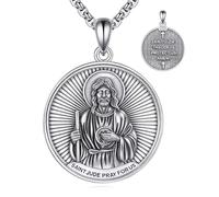 VONALA Saint Jude Thaddeus Necklace 925 Sterling Silver St.Jude Patronus Medal Amulet Jewellery Gifts for Men Women