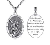VONALA Saint Michael Necklace for Men Women 925 Sterling Silver St Michael Pendant Saint Protection Jewellery Religious Gifts for Family/Friends Patron St Michael Medals Amulet（Oval）