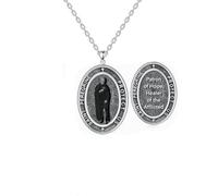 VONALA Saint Peregrine Necklace for Men Women 925 Sterling Silver St Peregrine Pendant Prayer Inscription, Religious Gift for Faith and Healing（oval）