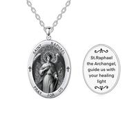 VONALA Saint Raphael Necklace for Men Women 925 Sterling Silver St. Raphael the Archangel Medal Pendant Amulet Religious Jewellery Gifts For Family Friends