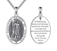 VONALA Saint Sebastian Necklace for Men Women 925 Sterling Silver St Sebastian Pendant Medal Religious Saint Jewellery Gifts for Family/Friends/Athlete（oval）