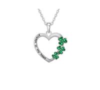 VONALA Shamrock Necklace for Women 925 Sterling Silver Clover Heart Pendant Emerald CZ Celtic Irish Jewellery Gifts for Family Friends with 18" Silver Chain & Jewellery Gift Box