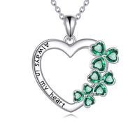 VONALA Shamrock Necklace for Women 925 Sterling Silver Four Leaf Clover Heart Pendant Clover Jewellery Gifts for Family Friends (with Silver Chain & Jewellery Gift Box)