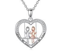 VONALA Sisters Necklace 925 Sterling Silver Friendship Heart Swing Necklace Jewellery Birthday Gifts for Sister Women
