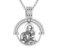 VONALA St Joseph 925 Sterling Silver Necklace for Men Women Christian Medal Amulet Pendant Religious Jewelry Gift for Christmas Birthday