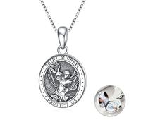 VONALA Sterling Silver Archangel St Michael Protect Us Lockets Necklaces Birthday Gifts for Men Boys Women That Hold Pictures