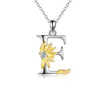 VONALA Sunflower Gifts for Women Sterling Silver Initial Alphabet Letter E Pendant Sunflower Necklace Gifts for Women Girls