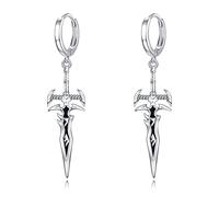 VONALA Sword Hoop Earring 925 Sterling Silver Dagger Dagger Dangle Drop Dangling Punk Jewellery Gift for Men Women