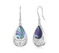 VONALA Teardrop Filigree Earrings Sterling Silver Abalone Shell Drop Dangling Dangle Earrings for Women Girls