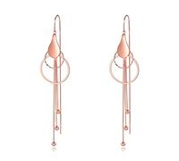 VONALA Threader Earrings 925 Sterling Silver Circle Drop18k Rose Gold Dangly Earrings Pull Through Earrings Jewellry Gifts for Women Girls
