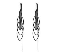 VONALA Threader Earrings for Women 925 Sterling Silver Black Threader Dangle Drop Earrings Tassel Chain Earrings Hypoallergenic Ear Threader for Women Girls