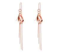 VONALA Threader Earrings for Women 925 Sterling Silver Rose Gold Plated Dangle Drop Earrings Flower Put Through Earrings Birthday Gift for Women