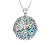 VONALA Tree of Life Abalone Shell Necklace 925 Sterling Silver Filigree Family Tree Pendant Necklace Tree Jewellery Gift for Women Her