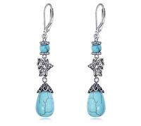 VONALA Turquoise Earrings 925 Sterling Silver Butterfly/Hummingbird Dangle Drop Vintage Earrings Bohemian Ethnic Retro Jewellery Gifts for Women Girls (Butterfly-B)