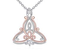 VONALA Valentines Day Celtic Motherhood Knot Necklace 925 Sterling Silver Celtic Trinity Pendant Necklace Irish Jewelry Gifts for Women Girls