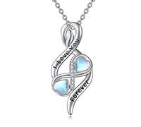 VONALA Valentines Day Infinity Necklace 925 Sterling Silver Heart Moonstone Pendant Necklace I Love You Forever Necklace Jewellery Valentine's Gift for Women Girls