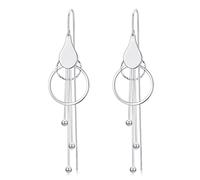 VONALA Valentines Day Threader Drop Earrings 925 Sterling Silver Long Earrings Circle Dangly Pull Through Earrings Jewellry Valentine's Gifts for Women Girls