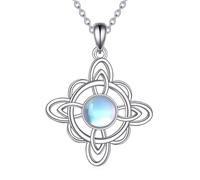 VONALA Witches Knot Witches Knot Necklace for Women 925 Sterling Silver Moonstone Pendant Necklace for Wife Firends Mom Grandma Sister