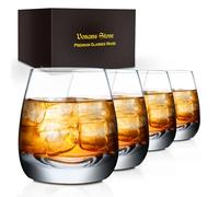 Vonams Stone Old Fashioned Whiskey Glasses - Set of 4-8 oz Premium Crystal Clear Tumblers for Scotch Bourbon and Cocktails