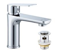 VONATES Bathroom Taps, Premium Stainless Steel Water Saving Faucet with Ceramic Valve Cartridge, 60cm G1/2 Hoses, Easy to Install, Water Saving Tap with Pop Up Waste