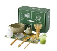 VONATES Matcha Whisk Set, 9 Pcs Matcha Whisk and Bowl Set, Stand, Spoon, Scoop, Holder, Sieve, Tea Towel, Ice Sphere Mold, Complete Starter Kit for Matcha, Tea Ceremony & Matcha Lover Gifts (Green)